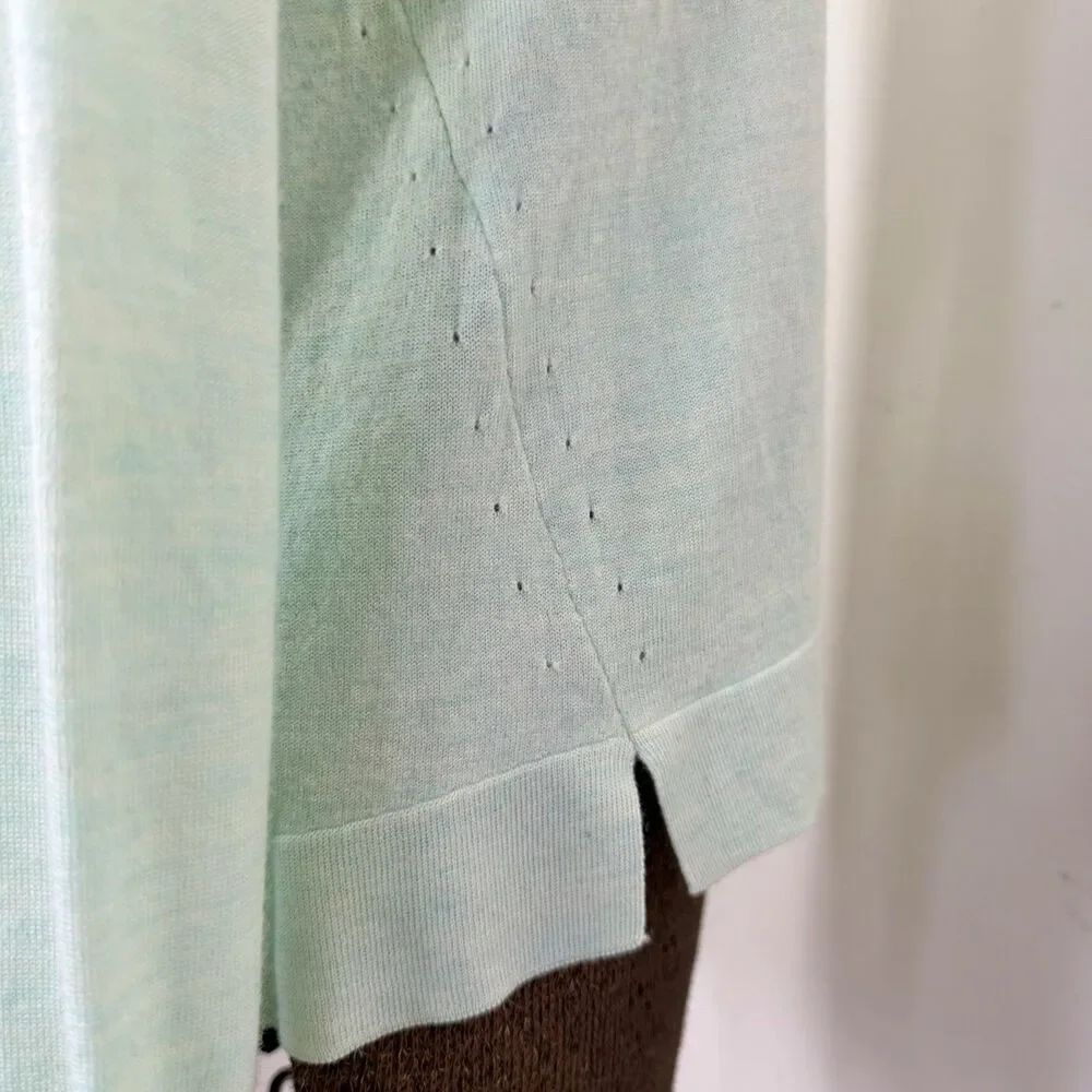 J. Crew Sea Green Merino Wool Cotton Crewneck Sz S Lightweight Spring Pullover